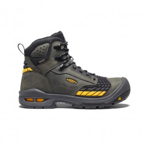 Buty Robocze Męskie Keen Troy 6" Waterproof Brązowe Czarne | AKX916SA